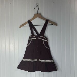 Vintage Gunne Sax Jeunes Filles Burgundy Cord Jumper Dress Sz 5 USA Cottagecore